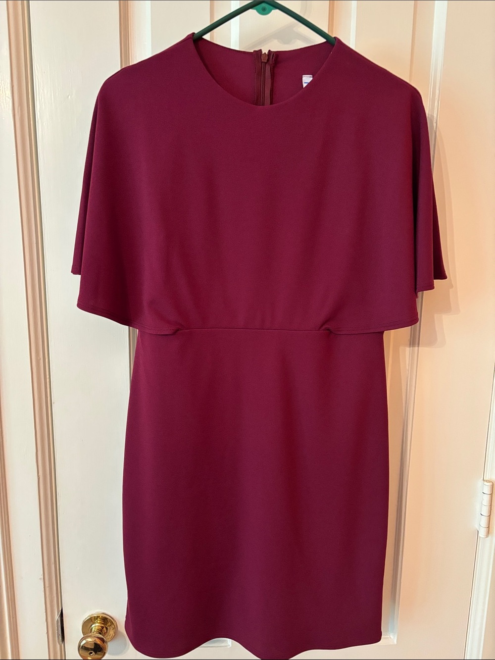 Cape-Sleeve Mini Dress in Wine